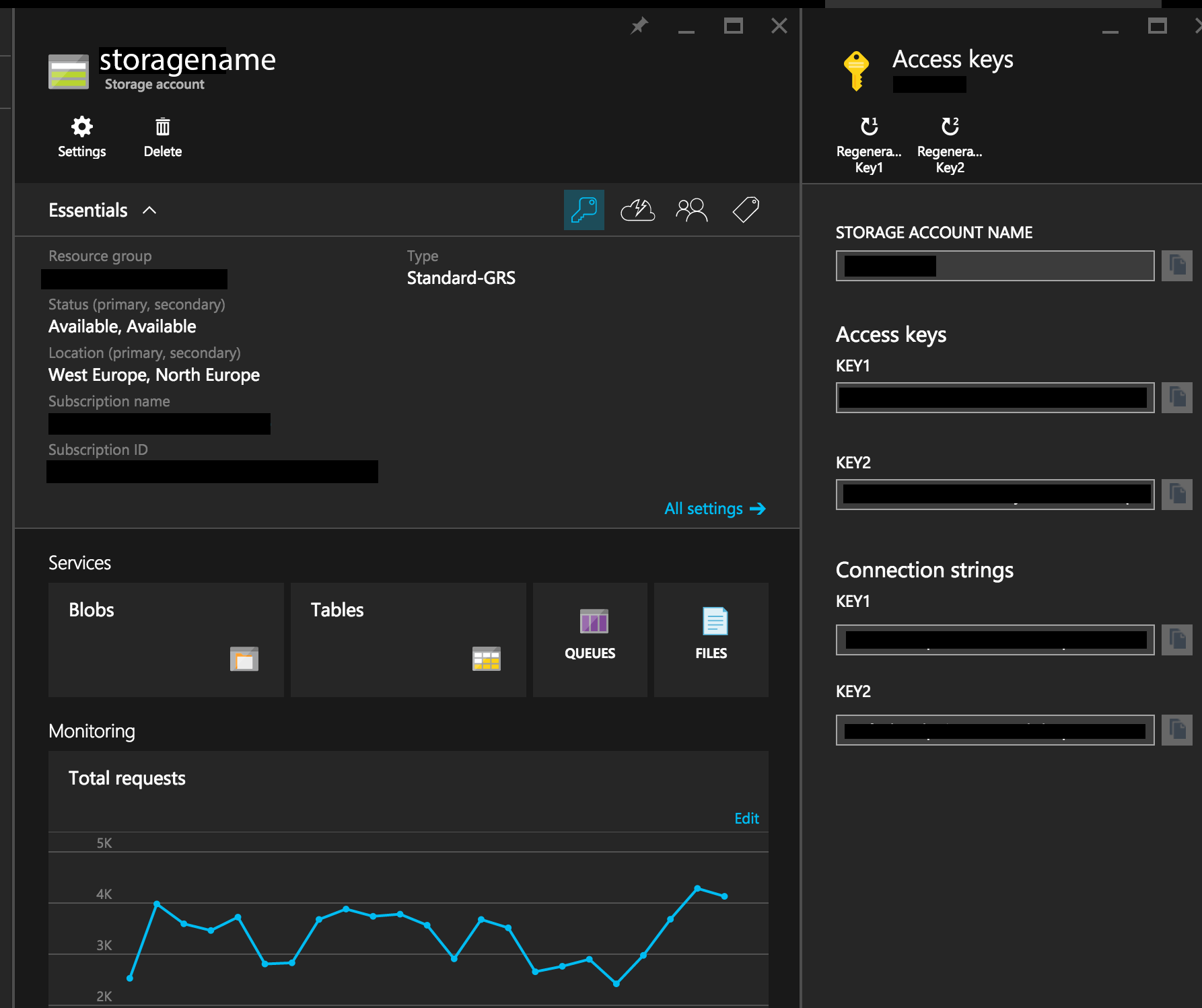 Azure account storage